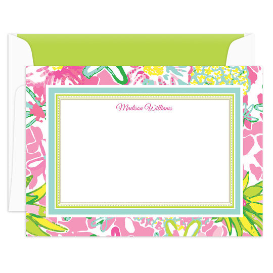 Tropical Garden Border Flat Note Cards